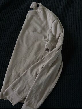 AllSaints Light Beige Crew Sweatshirt with Subtle Logo